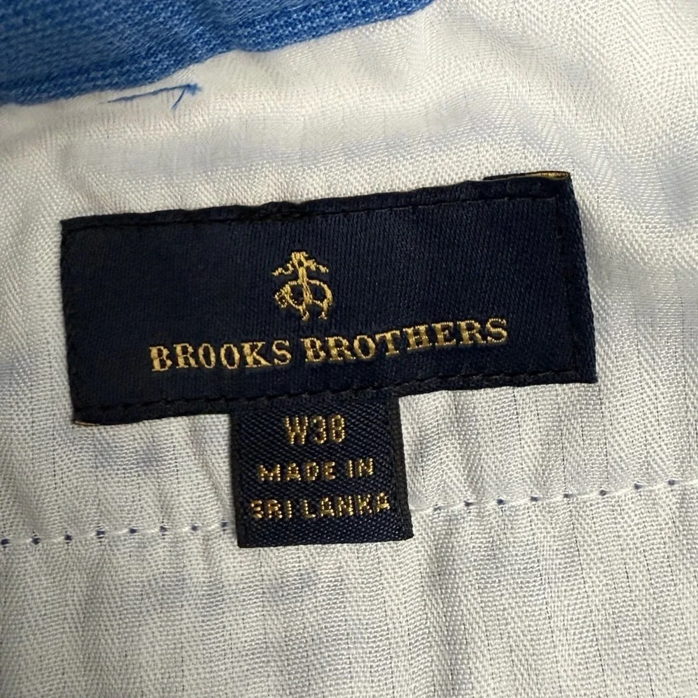 Brooks Brothers Blue Cotton Flat Front Shorts – Classic Casual Menswear Size W38